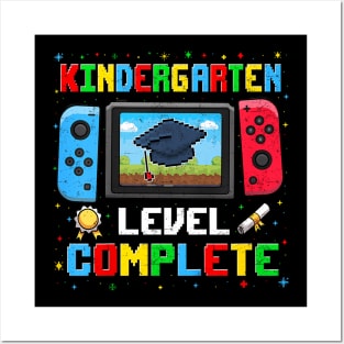 Kids Kindergarten Level Complete Last Day Of School Graduated Boy Posters and Art